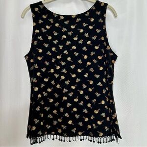Ronni Nicole pineapple palm tree black tank size medium